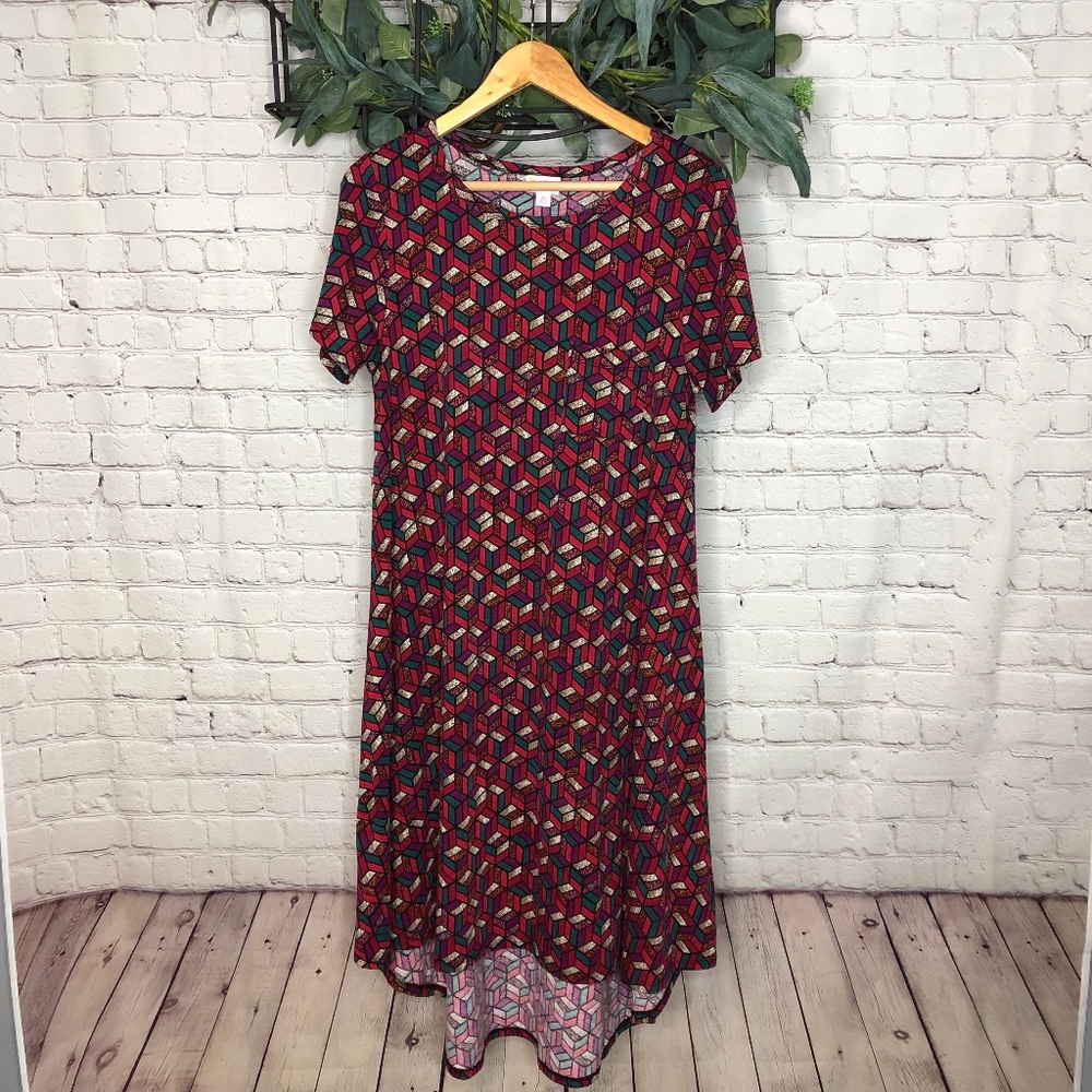 SALE **5 for $25** LuLaRoe Carly Purple Green Short Sleeve Dress